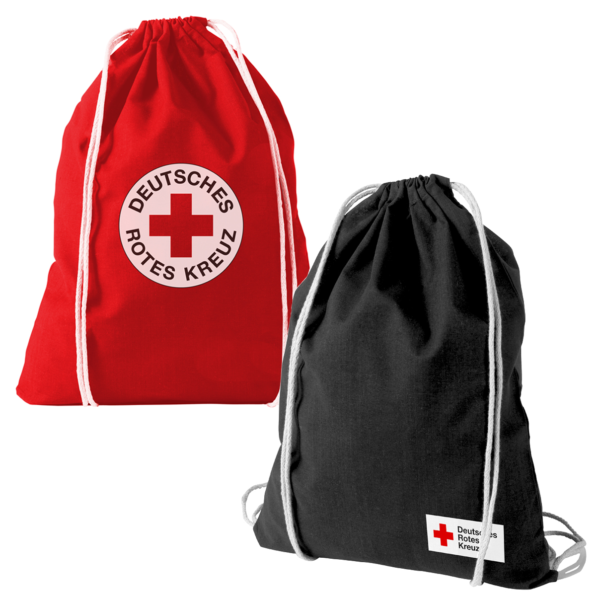 DRK-Baumwollrucksack mit Kordelzugverschluss, VE= 5 Stück DRK-Baumwollrucksack mit Kordelzugverschluss, VE= 5 Stück