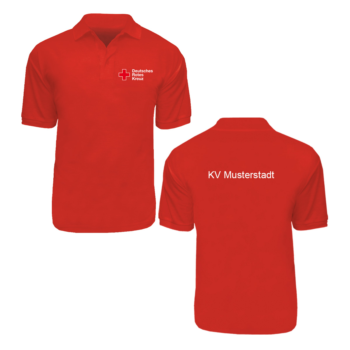 Poloshirt rot, Druck Kompaktlogo und Zusatzzeile hinten Poloshirt rot mit Druck Kompaktlogo und Zusatzzeile hinten