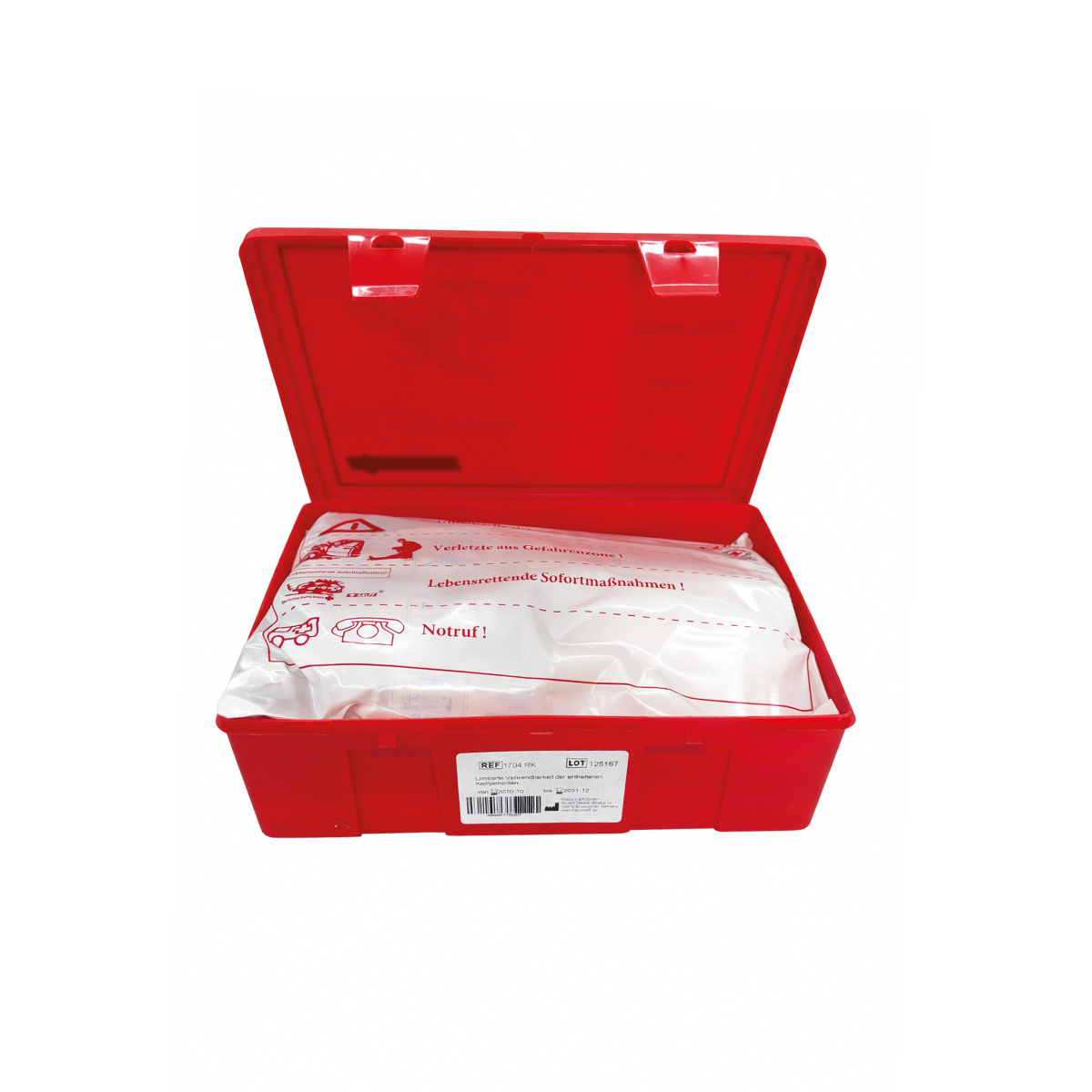 Erste-Hilfe-Kasten, Notfallkasten, Kasten, Rotes Etui, Verbandsmaterial