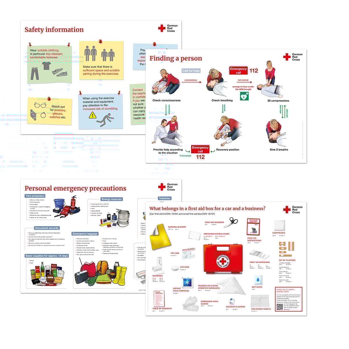 Plakatset Erste Hilfe Englisch, VE = 4 Plakate Plakatset Erste Hilfe Englisch mit VE = 4 Plakate