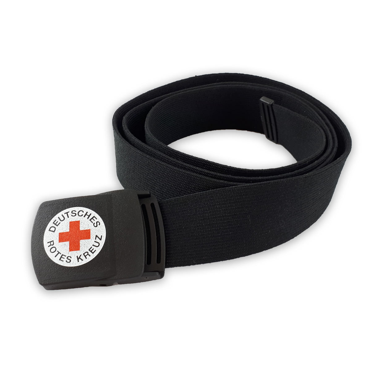 Bandgürtel Stretch, Schwarz mit DRK-Rundlogo Bandgürtel Stretch, Schwarz mit DRK-Rundlogo