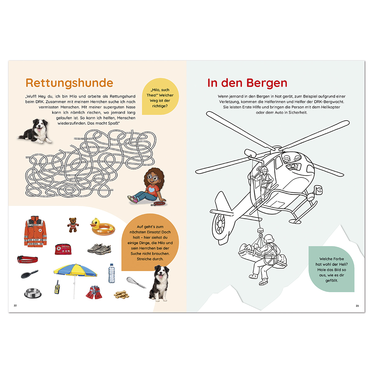 Rettungshunde, Helikopter, Notfallausrüstung, Tierische Rettung, Blaulichtfarben