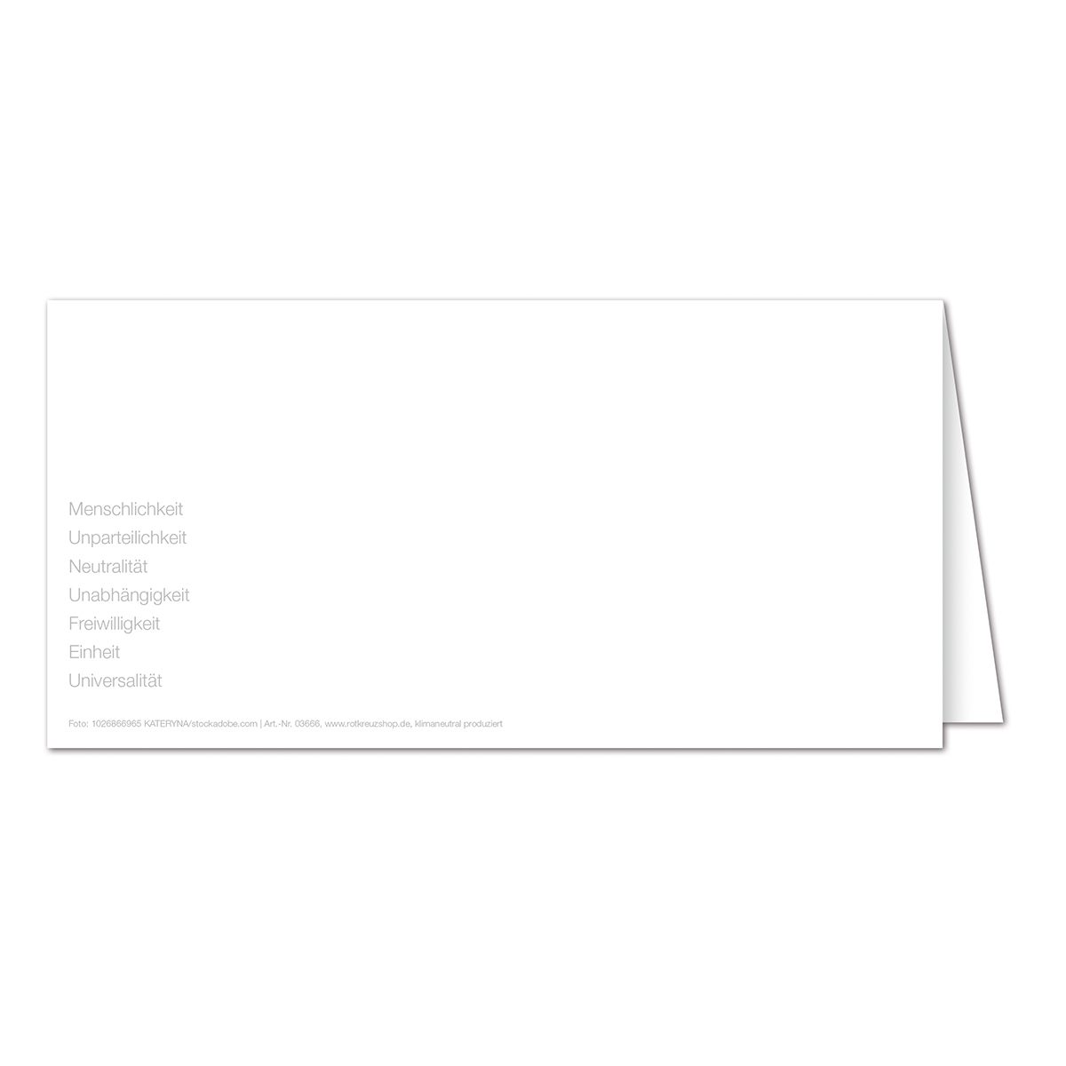 weiße Karte, Broschürencard, CO2-neutral, gedruckt, Rückseite, weiße Karte, Kartenumschlag, Kartenfalz, Druckpapier, Vorderseite leer