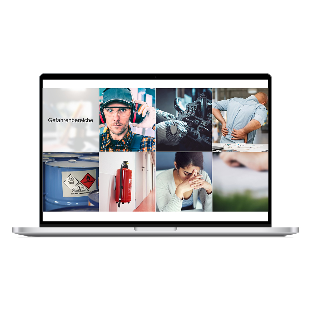 Arbeitscollage, Sicherheit, Verschiedene Berufsfelder, Hazard, Industrie