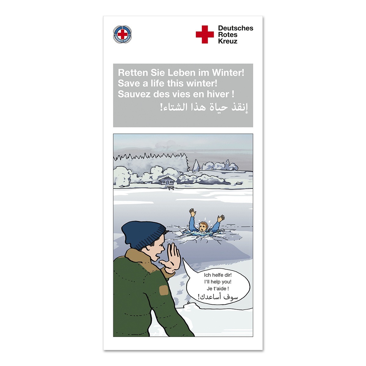 Faltblatt Rettung Eingebrochener, Retten Sie Leben im Winter! mehrsprachig, VE = 50 Stück Faltblatt Rettung Eingebrochener mit Retten Sie Leben im Winter! mehrsprachig, VE = 50 Stück