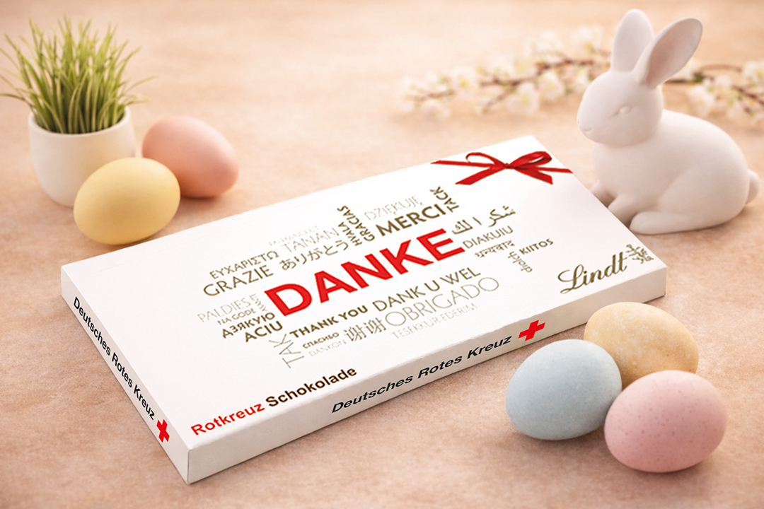 Schokoladenbox, Danke-Tafel, Rotes Kreuz, Osterdekoration, Schokoladenverpackung