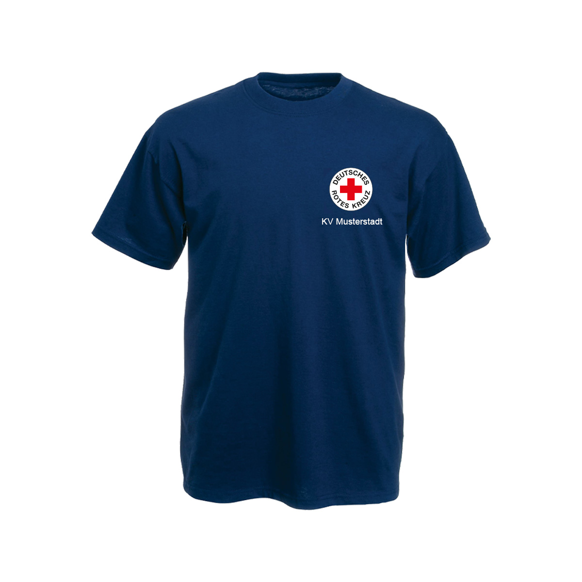 T-Shirt navy mit Druck Rundlogo und Zusatzzeile vorn