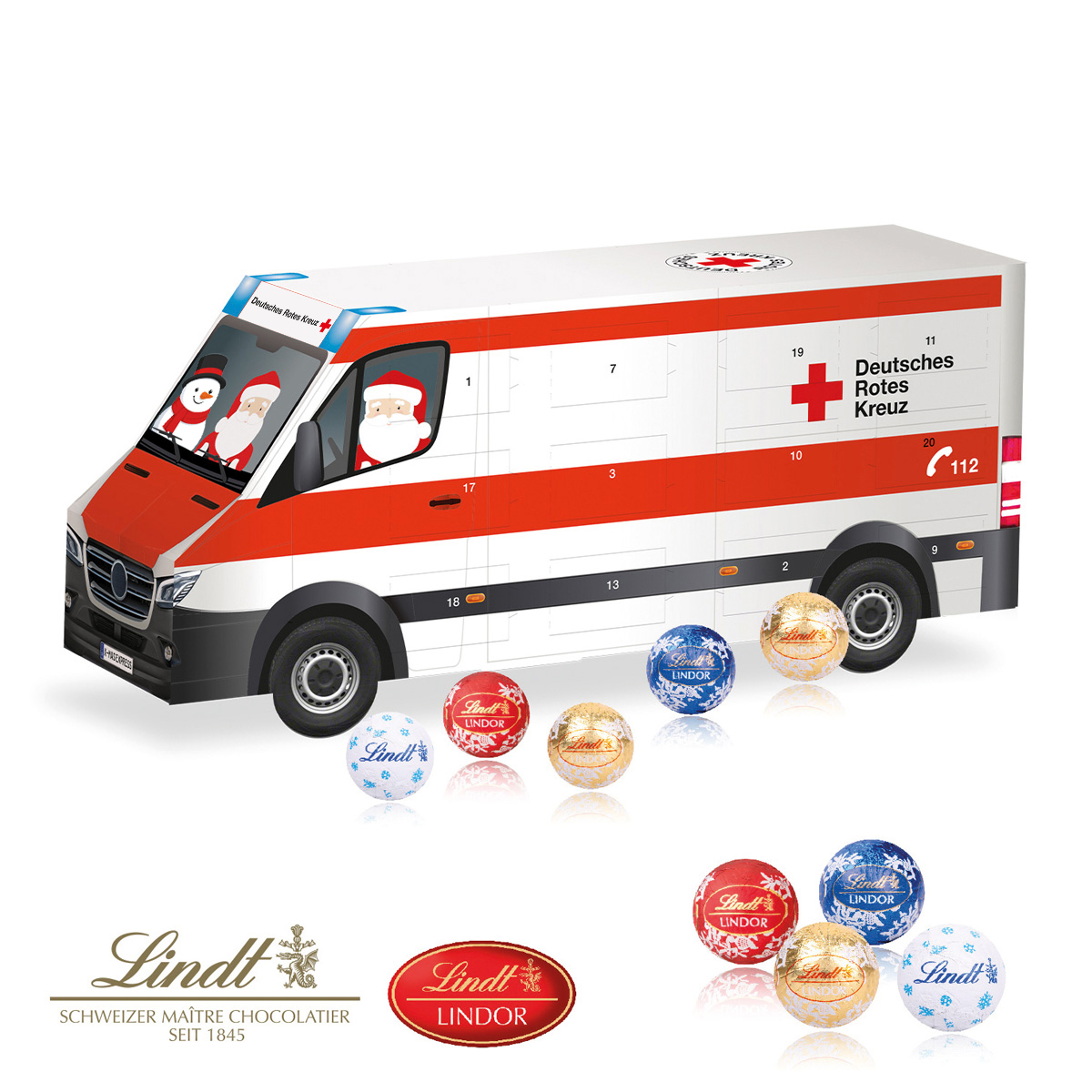 Einsatzfahrzeug, Ambulanz, Rotes Kreuz, Van, Schokolade, Rettungswagen, Weihnachtsmann, Van, Rotes Kreuz, Pralinen