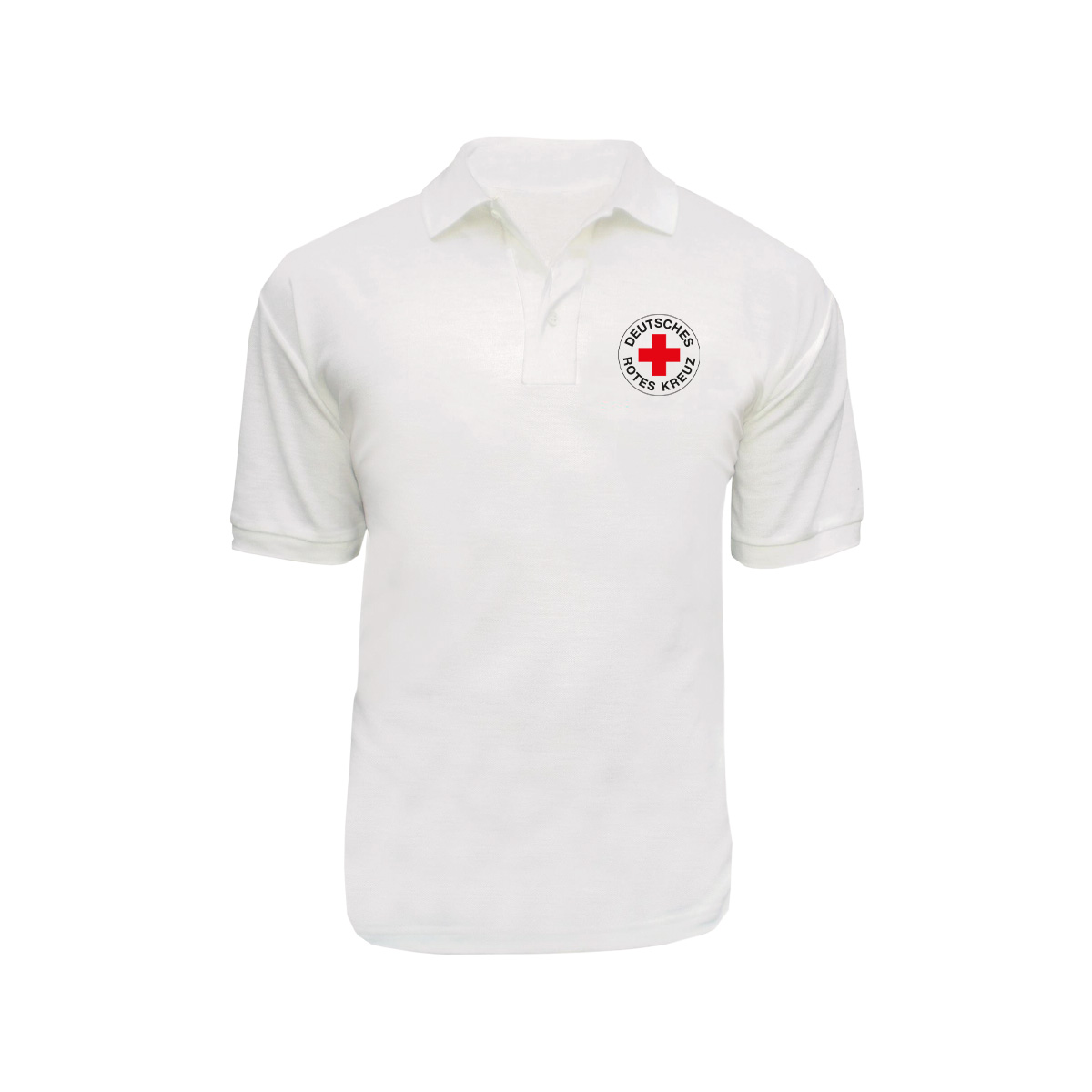 Poloshirt weiß mit Druck Rundlogo