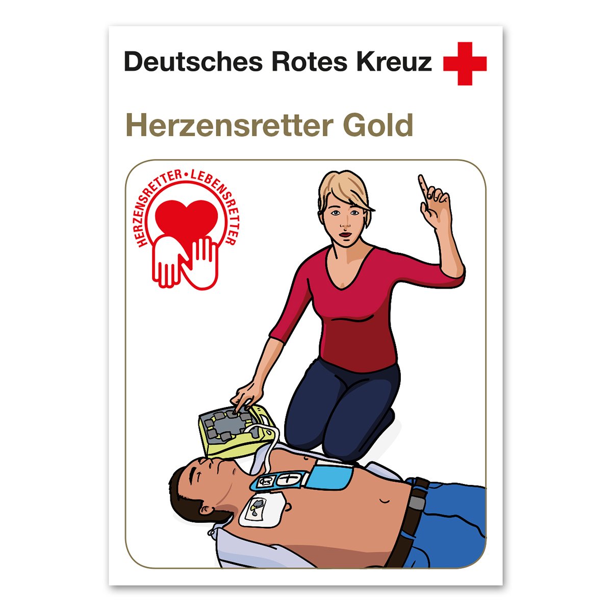 Infokarte mit Teilnahmebescheinigung DRK-Herzensretter Gold, VE = 20 Stück Infokarte mit Teilnahmebescheinigung DRK-Herzensretter Gold, VE = 20 Stück