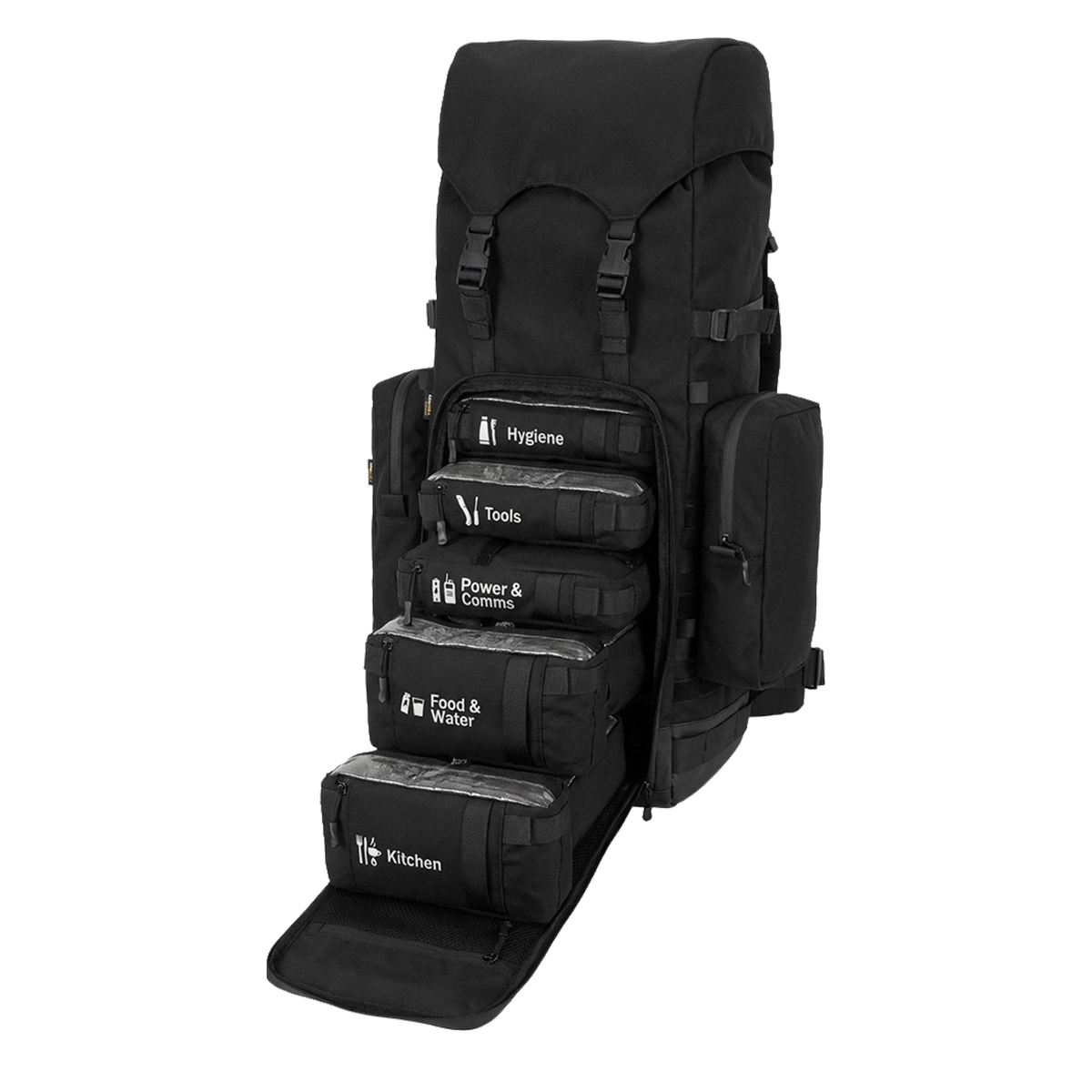 Rucksack, Multifunktionsrucksack, Organizer, Schwarz, Aufbewahrungssystem