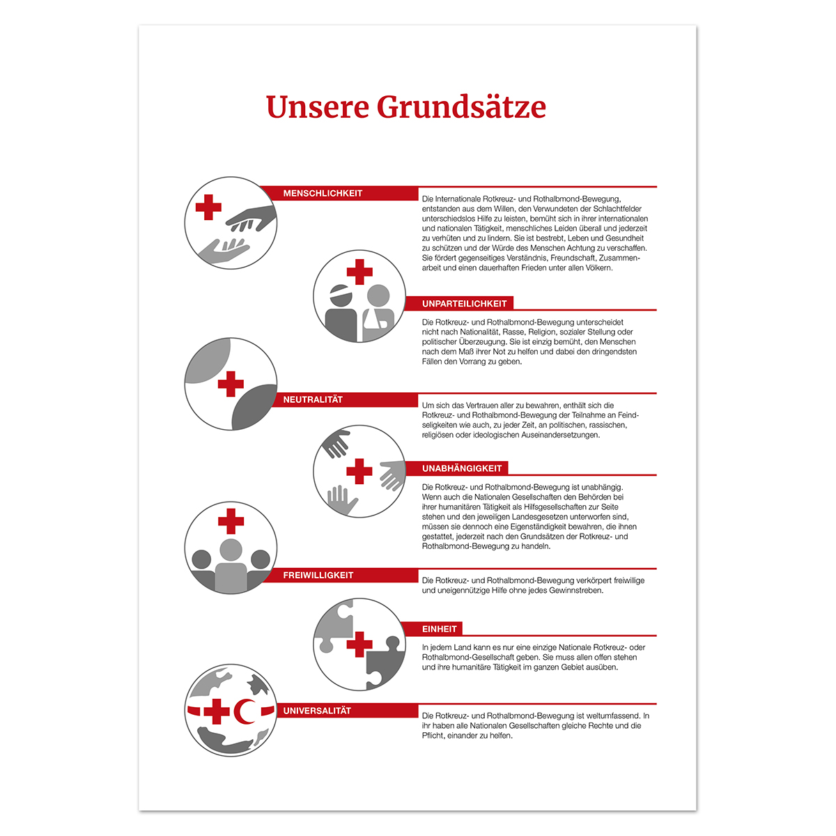 Piktogramm, Infografik, Rotes Kreuz, Grundsätze, Symbolik