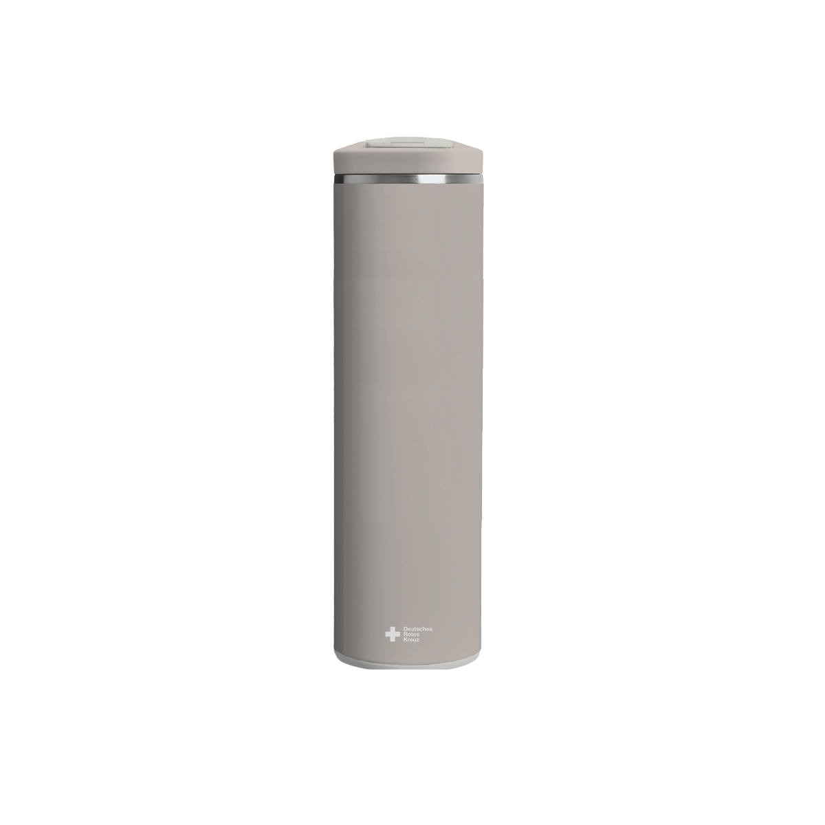 Thermobecher, Reisebecher, beige, Edelstahlrand, Klickdeckel