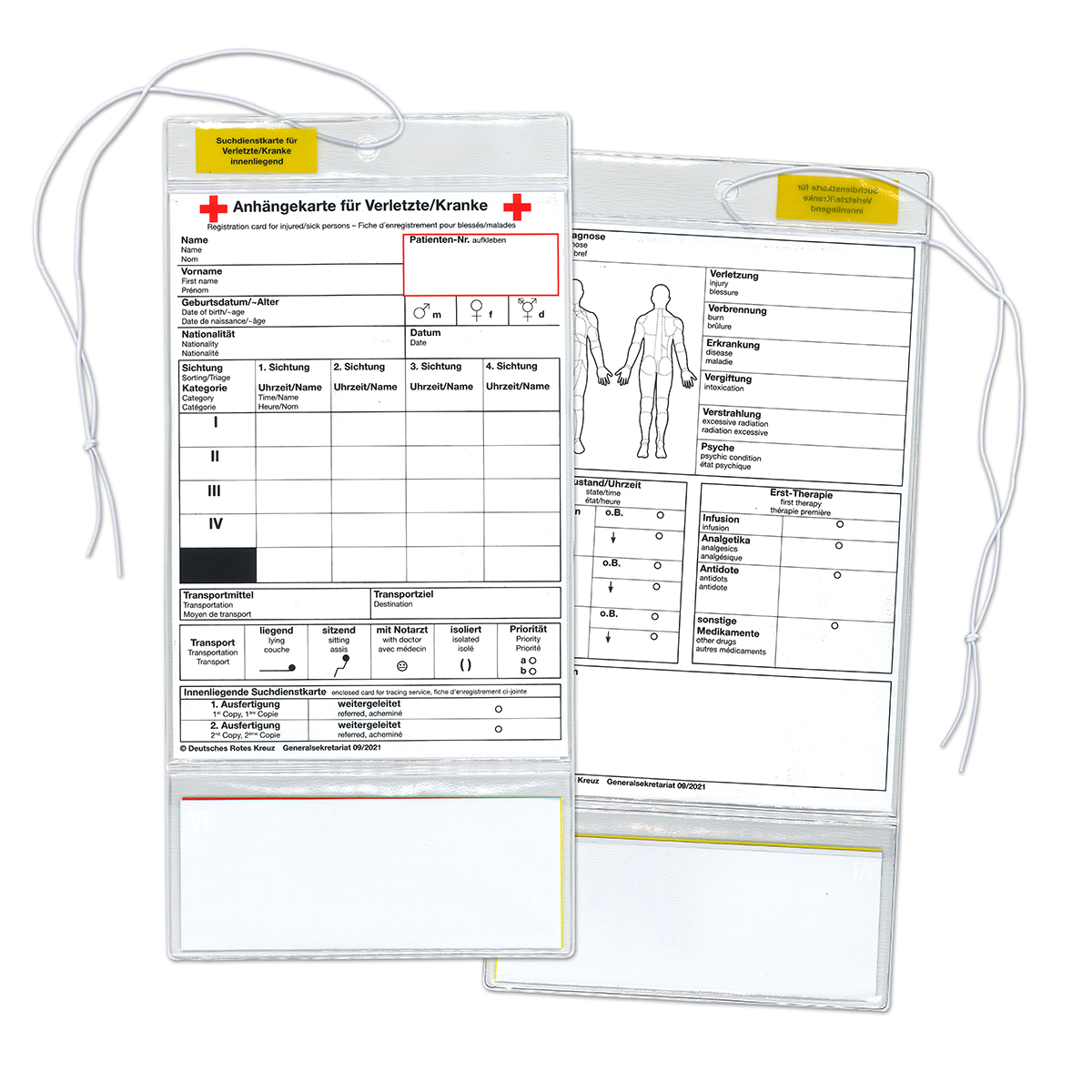 Anhängekarte für Verletzte/Kranke, VE = 10 Stück Anhängekarte für Verletzte/Kranke mit VE = 10 Stück
