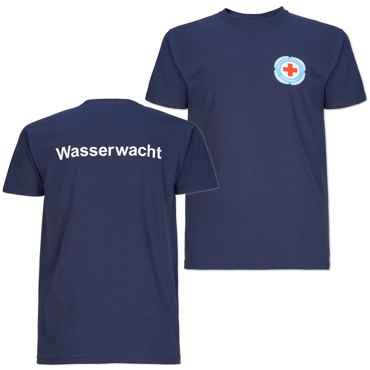 T-Shirt für Herren mit weiß und navy Druck Wasserwachtlogo