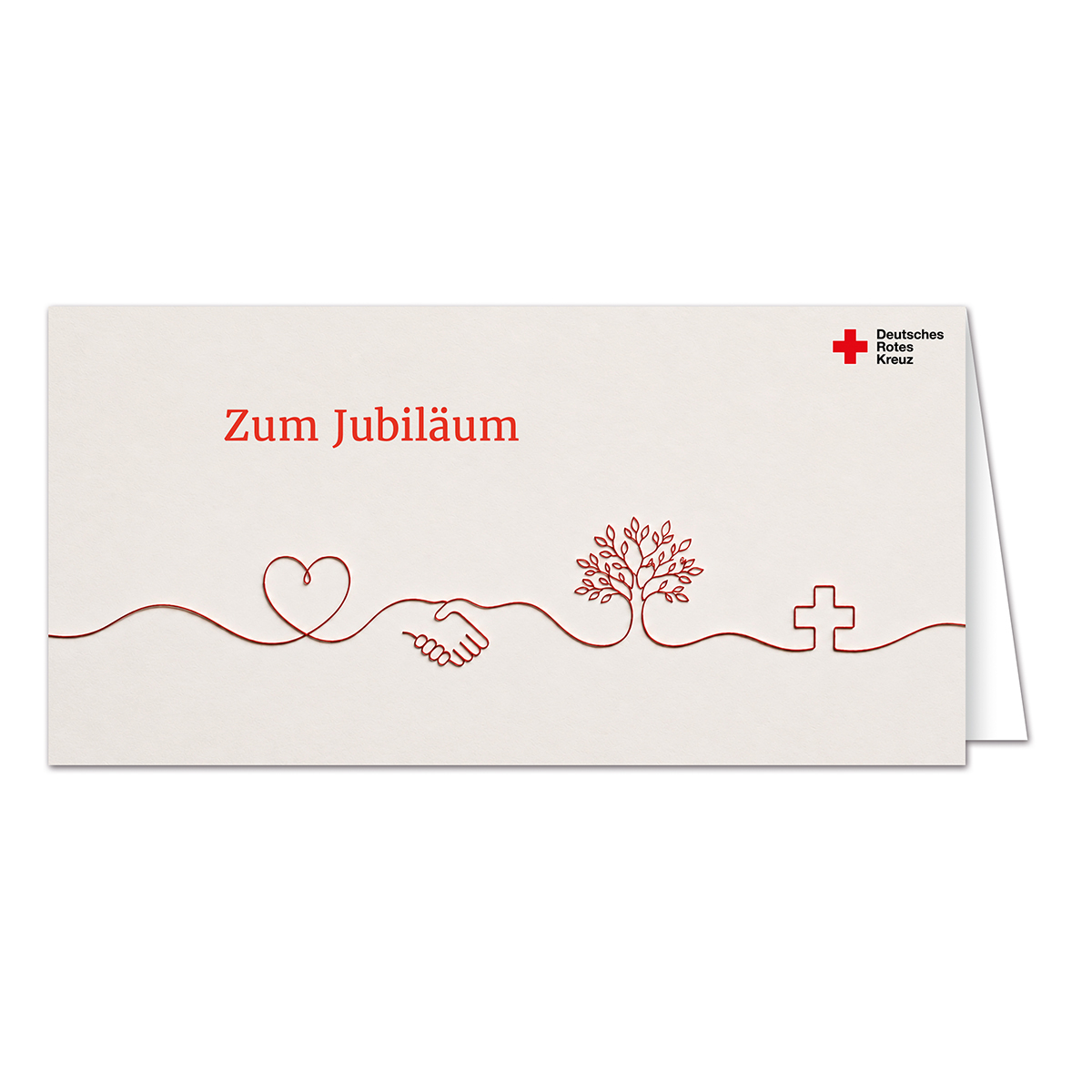 Grußkarte, Dankeskarte, Rotes Kreuz, Jubilaeum, Karte mit Handdruck