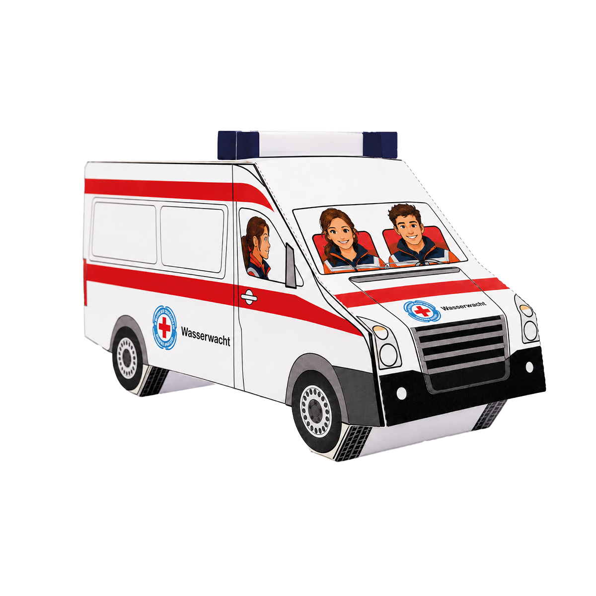 Ambulanz, Notfallfahrzeug, Wasserwacht, Papiermodell, Kinderspielzeug