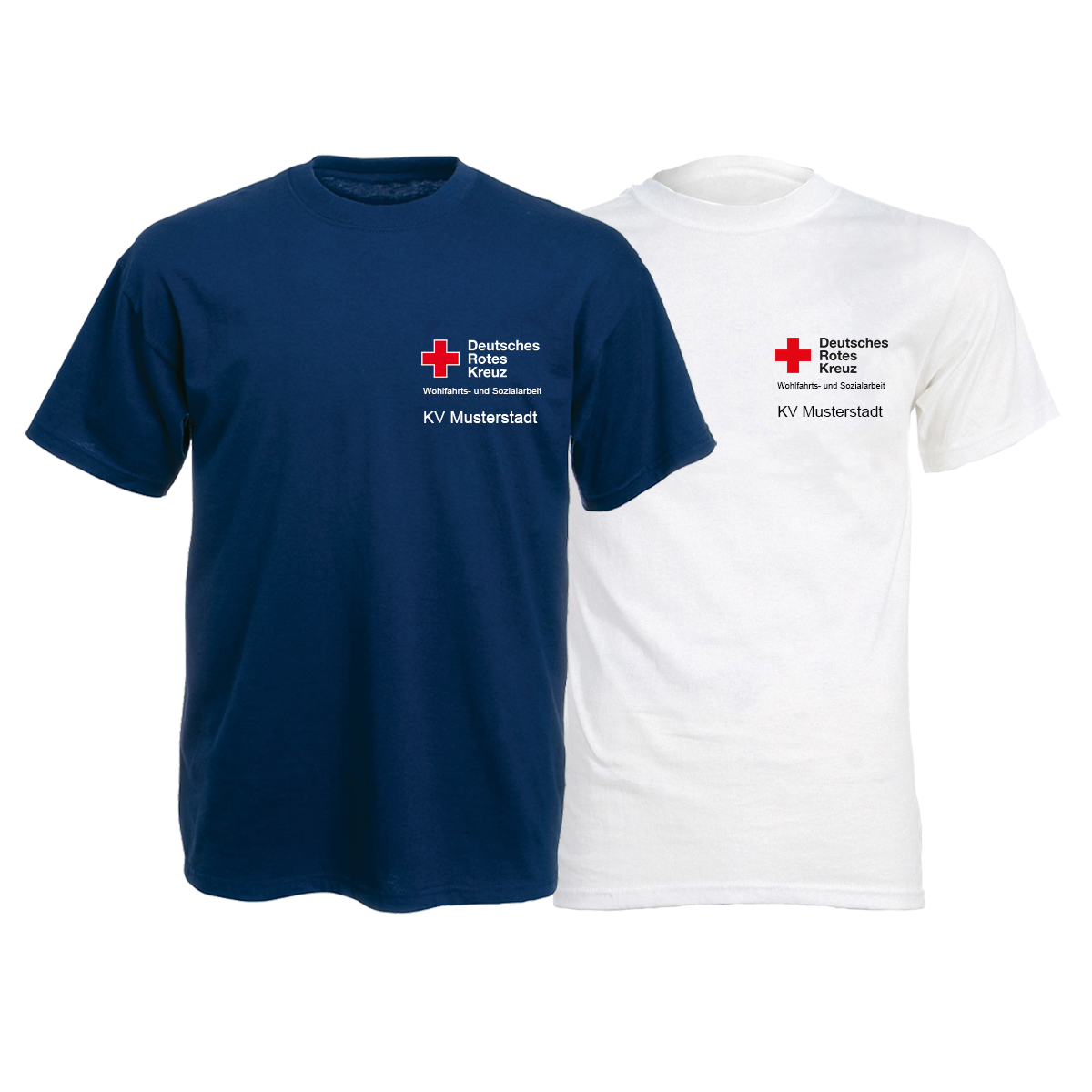 T-Shirt Wohlfahrt Nds., mit Zusatzzeile vorn T-shirt, Firmenlogo, Symbol, Erste Hilfe, Rotes Kreuz