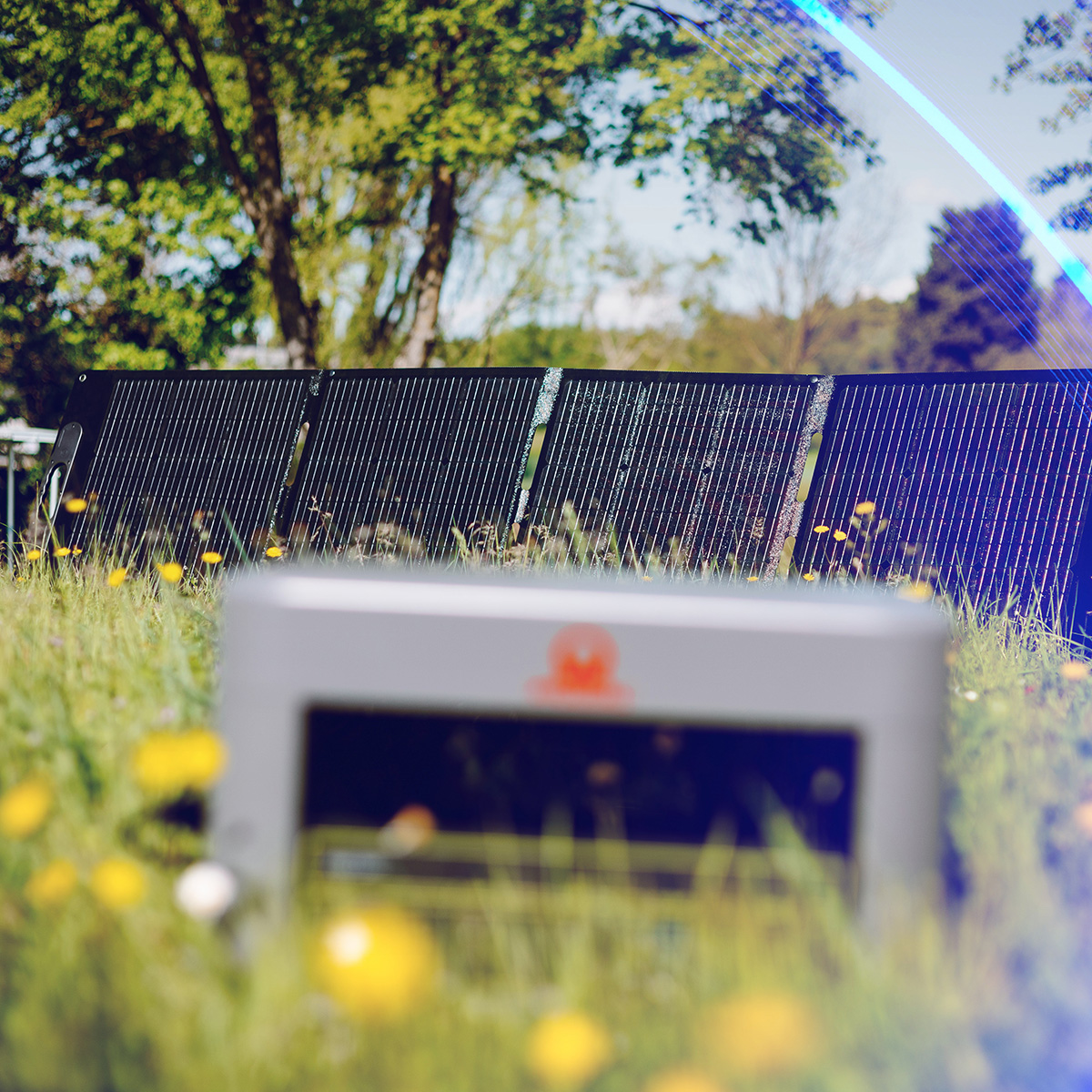 Solarmodul, Solaranlage, Solarpanel, Außenbereich, Grasfeld