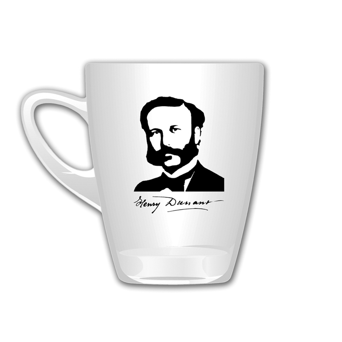 Tasse, Becher, Porträt, Henry Dunant, Schwarz-Weiß