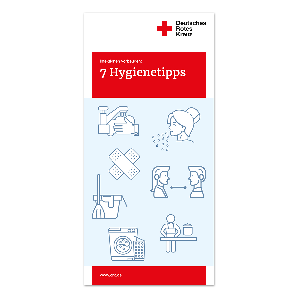 Faltblatt Infektionen vorbeugen: 7 Hygienetipps mit  VE = 50 Stück