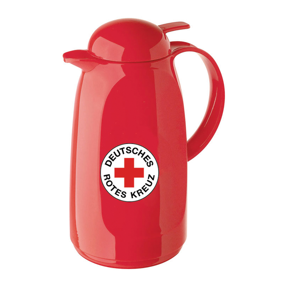 Isolierkanne 1L rot, Kunststoff, DRK-Rundlogo Isolierkanne 1L rot mit Kunststoff, DRK-Rundlogo