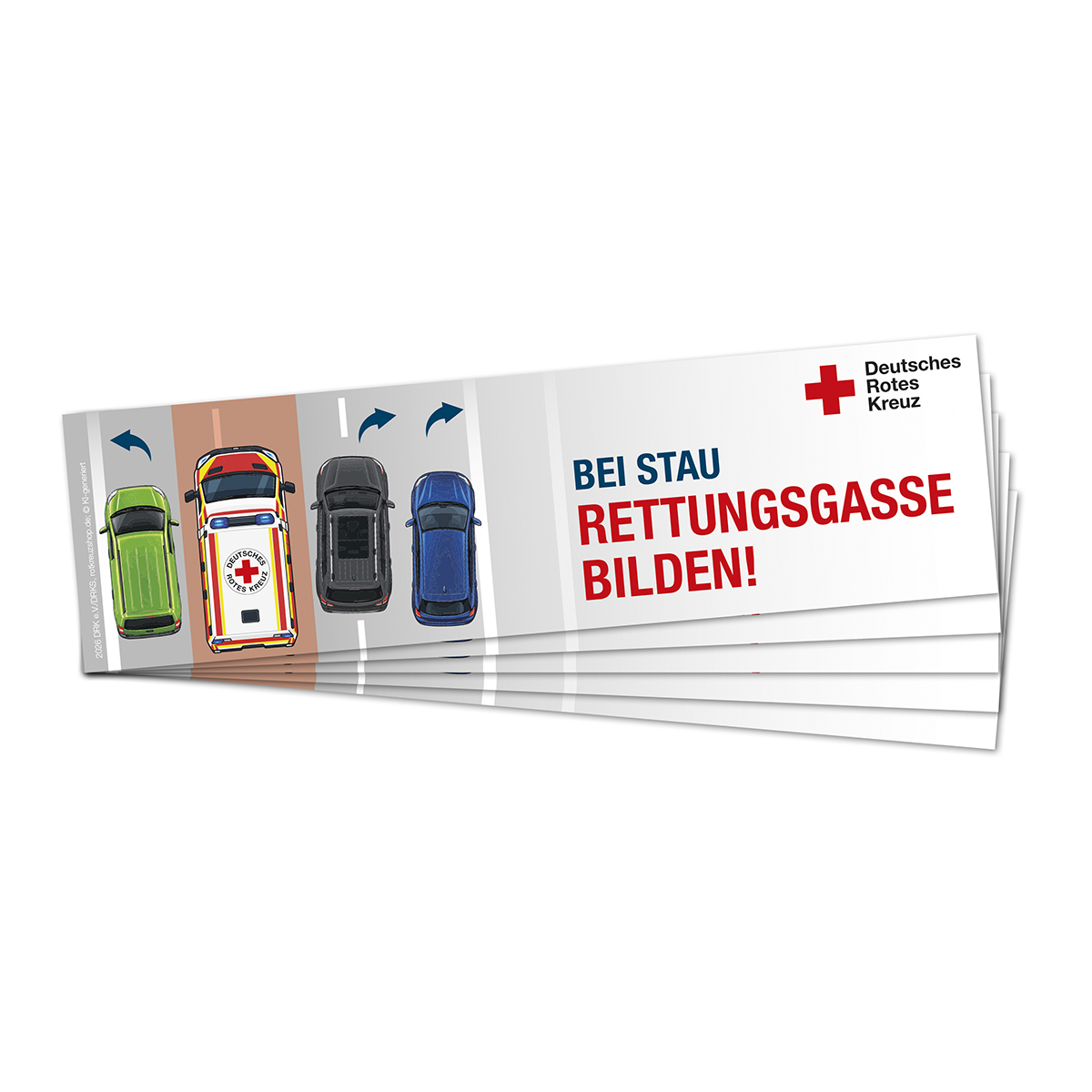 Erste-Hilfe-Poster, Rettungsgasse, Notfallhinweis, Deutsches Rotes Kreuz, Verkehrssicherheit