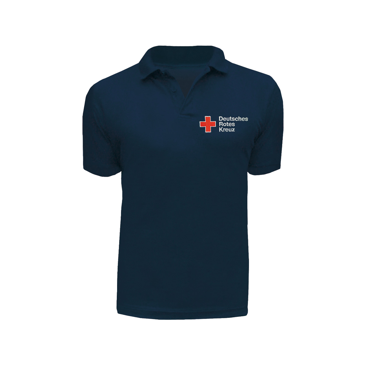 Poloshirt navy mit Stick Kompaktlogo und Zusatzzeile vorn