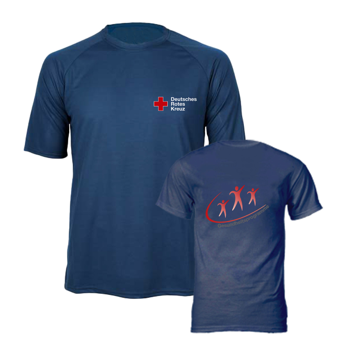 Sportshirt DRK-Gesundheitsprogramme, mit Druck DRK-Kompaktlogo und Wohlfahrt Logo