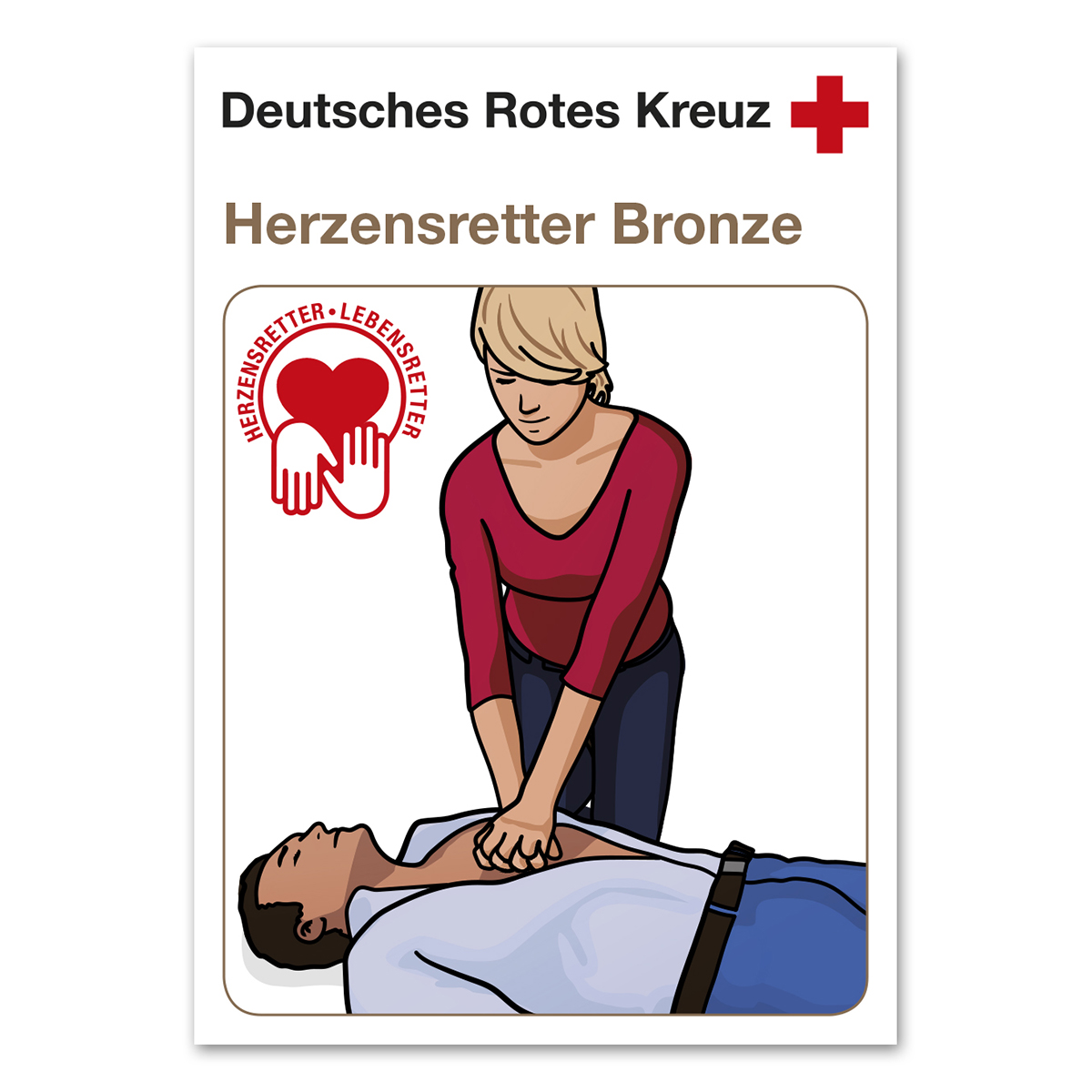 Infokarte mit Teilnahmebescheinigung DRK-Herzensretter Bronze, VE = 20 Stück Infokarte mit Teilnahmebescheinigung DRK-Herzensretter Bronze, VE = 20 Stück