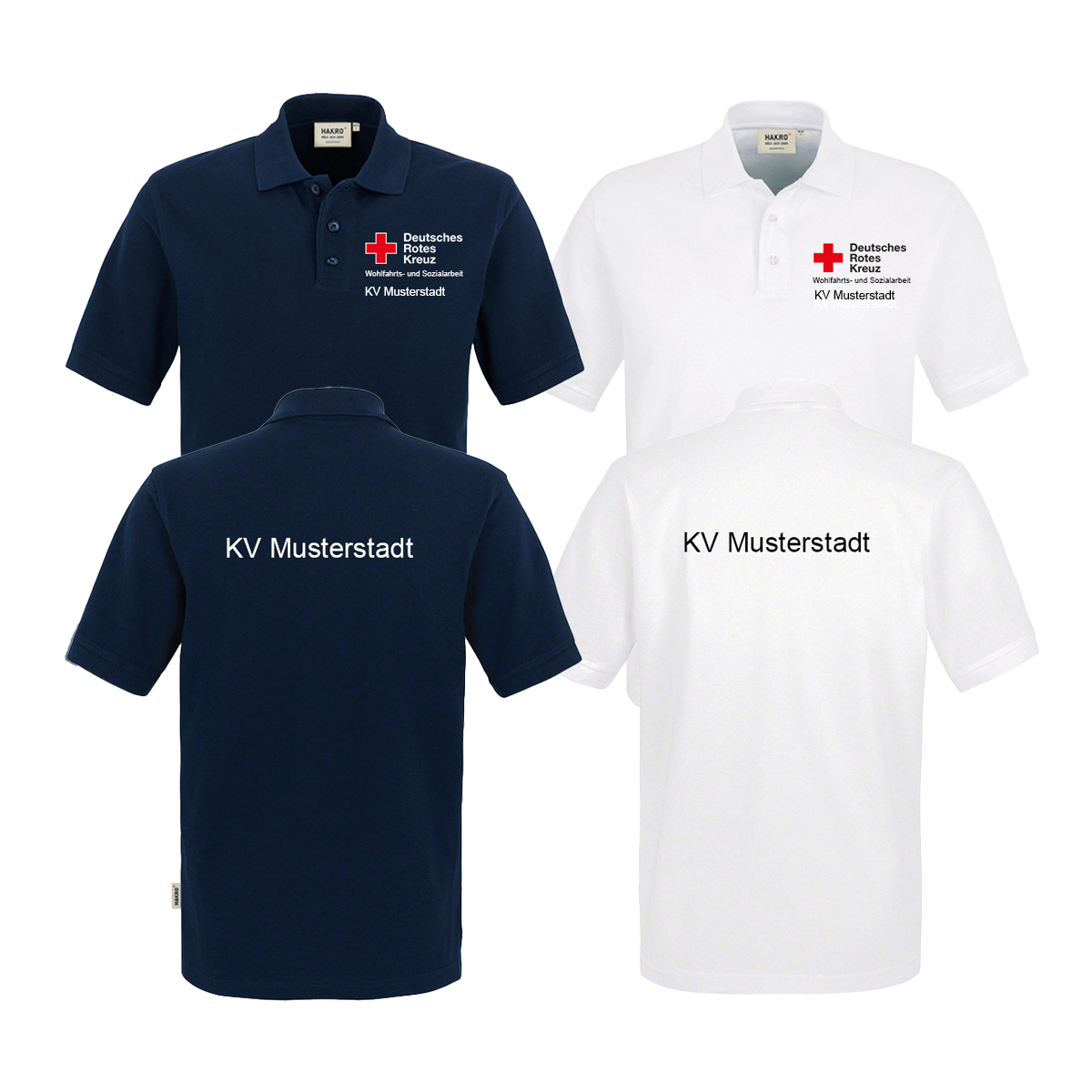 Hakro Poloshirt Wohlfahrt Nds., mit Zusatzzeile vorn und hinten Bekleidung, T-shirt, Hemd, Logo