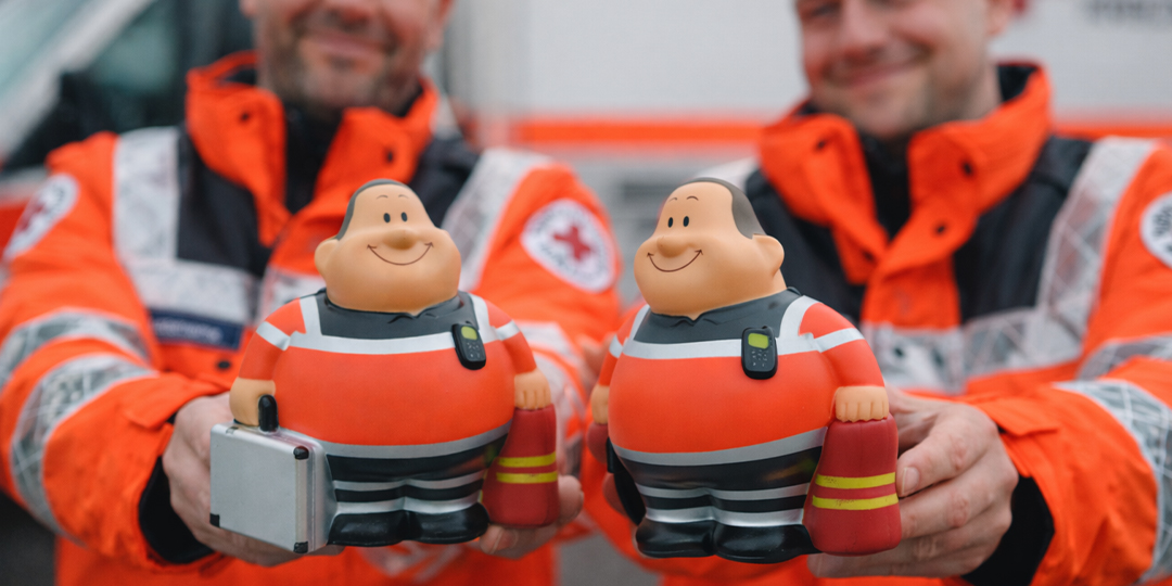 Rettungsfigur, Feuerwehr, Mini-figur, Gummifigur, Farborange