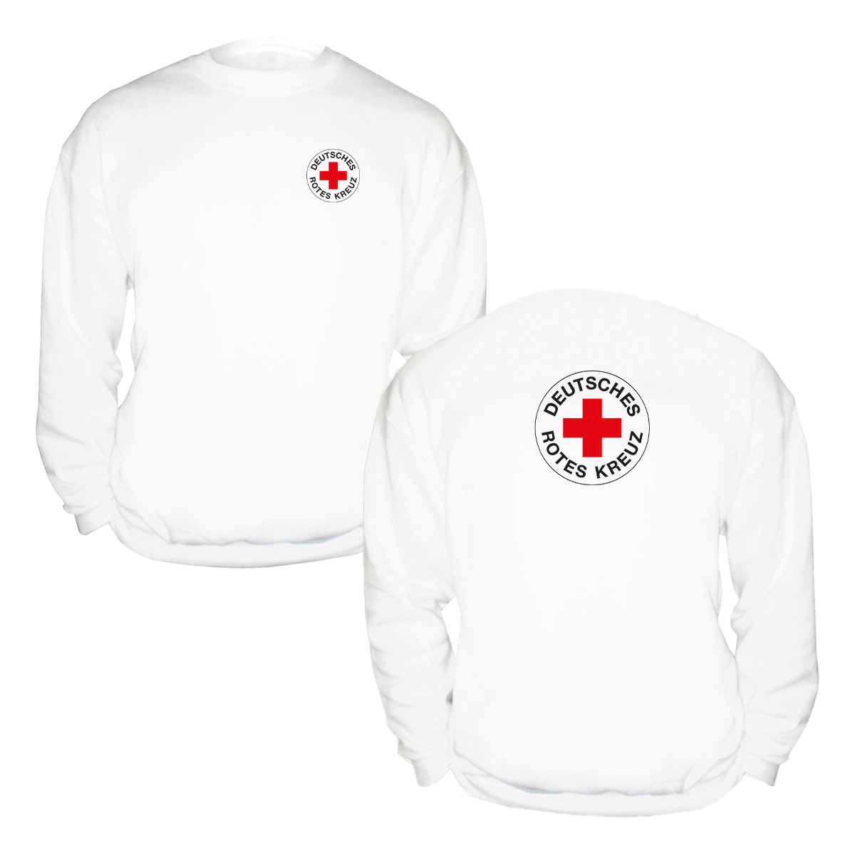 Sweatshirt weiß, Druck Rundlogo beidseitig Sweatshirt weiß mit Druck Rundlogo beidseitig
