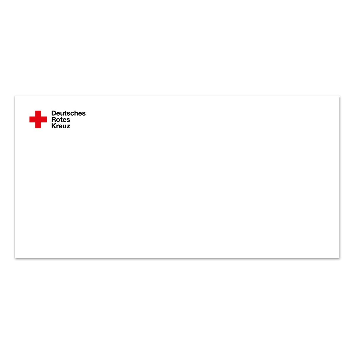 Briefumschlag ohne Fenster mit DRK-Kompaktlogo DIN lang, VE = 1.000 Stück Briefumschlag ohne Fenster mit DRK-Kompaktlogo DIN lang, VE = 1.000 Stück