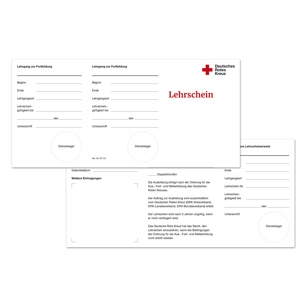 Lehrschein universal mit VE = 10 Stück