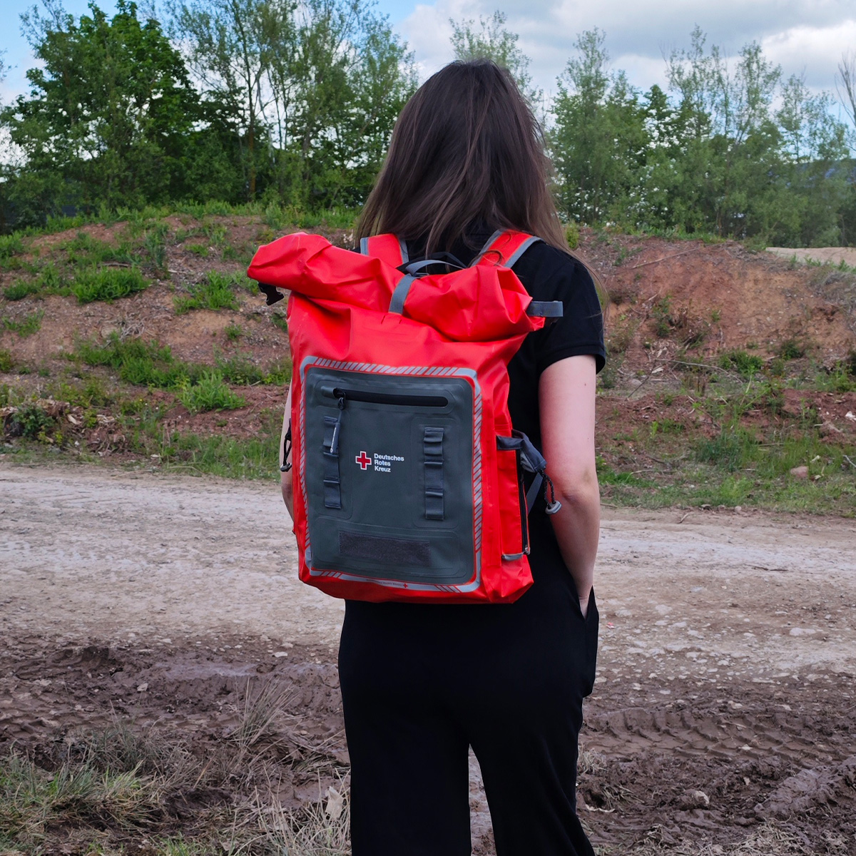 Rucksack, Rucksack rot, Notfallrucksack, Outdoor, Rucksack mit Rolltop