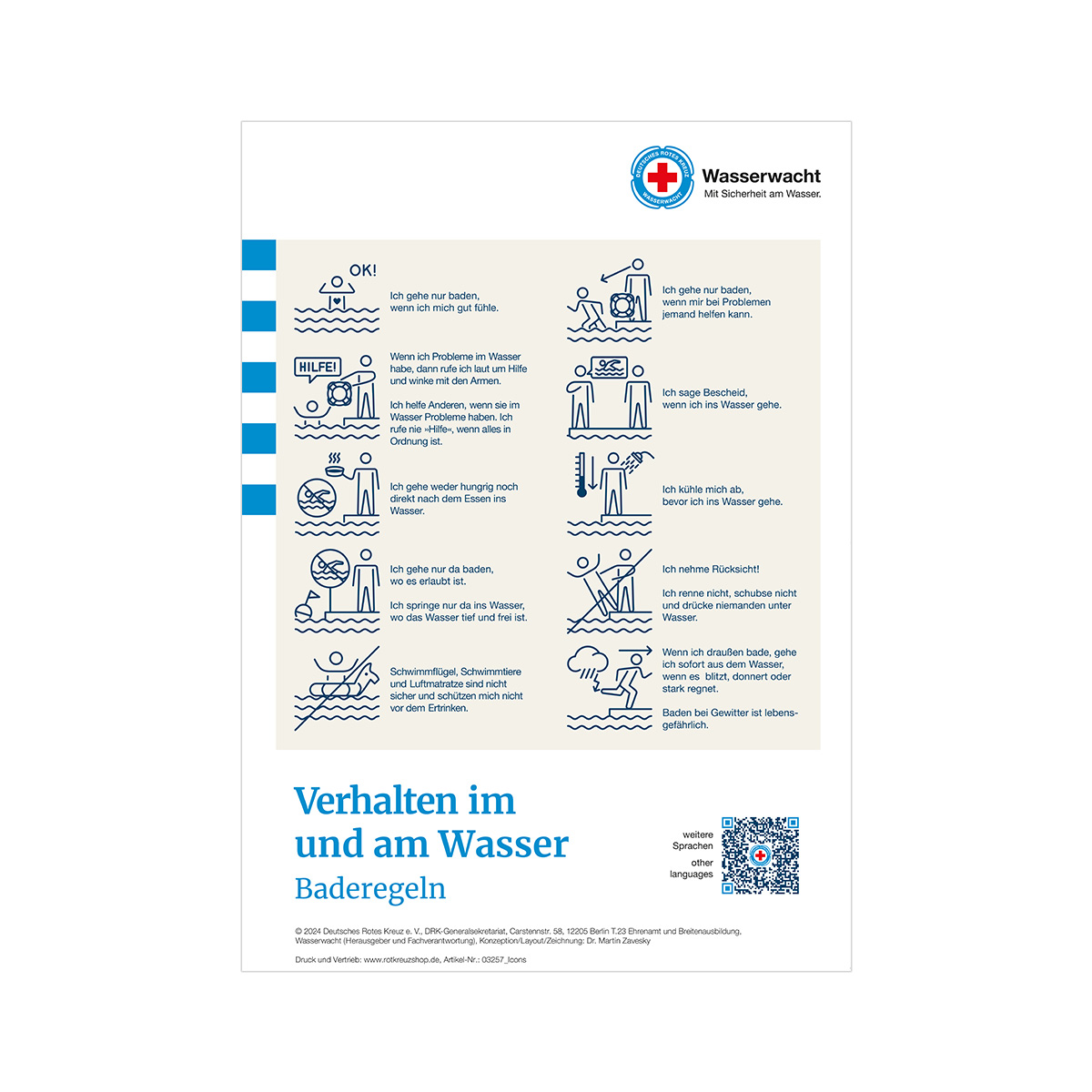 Plakatset "Baderegeln" als Grafik oder mit Icons, VE = 10 Stück