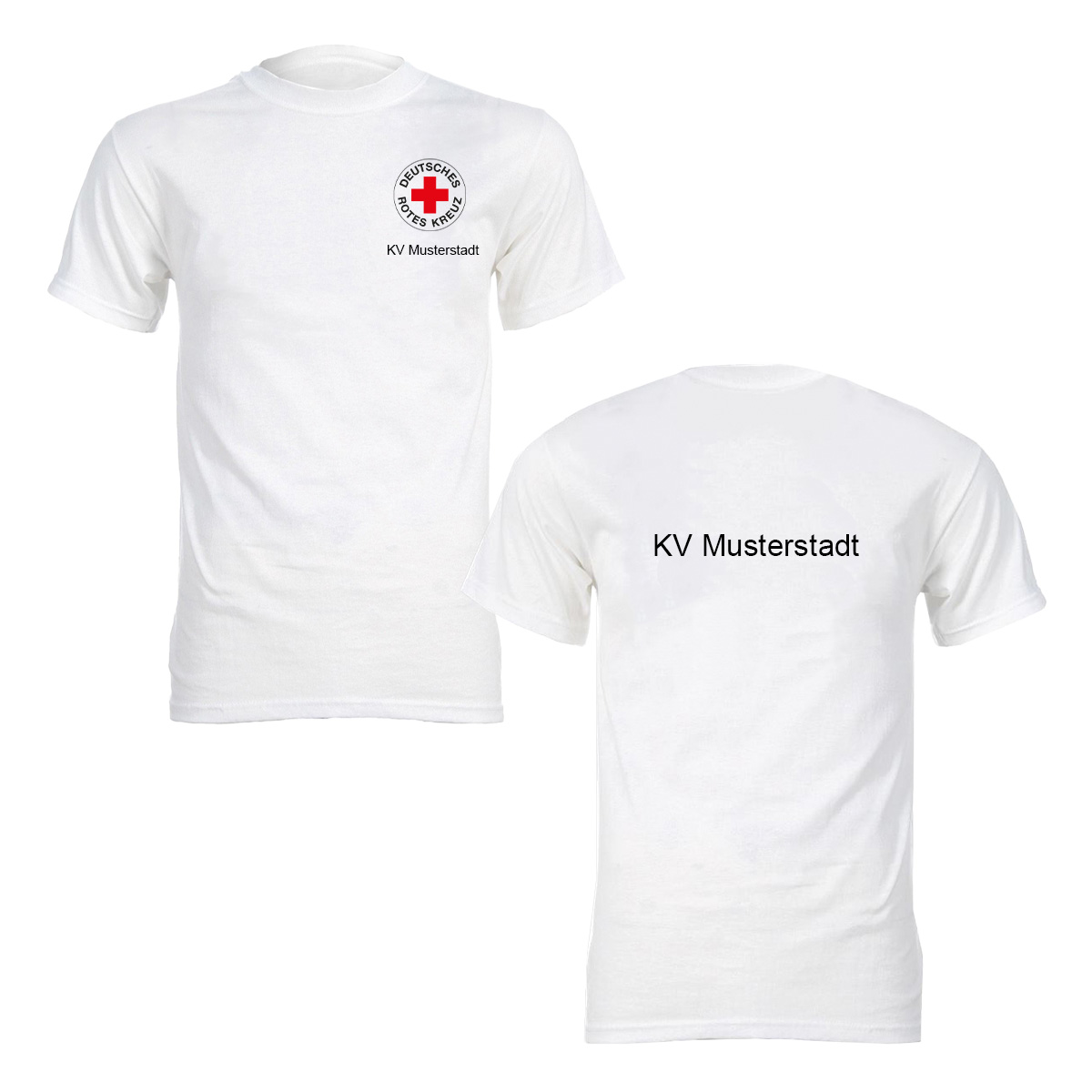T-Shirt weiß mit Druck Rundlogo und Zusatzzeile vorn und hinten