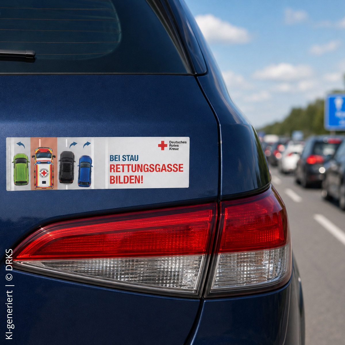 Auto-Aufkleber, Rettungskette, Notrufhinweis, Rotes Kreuz, Piktogramm