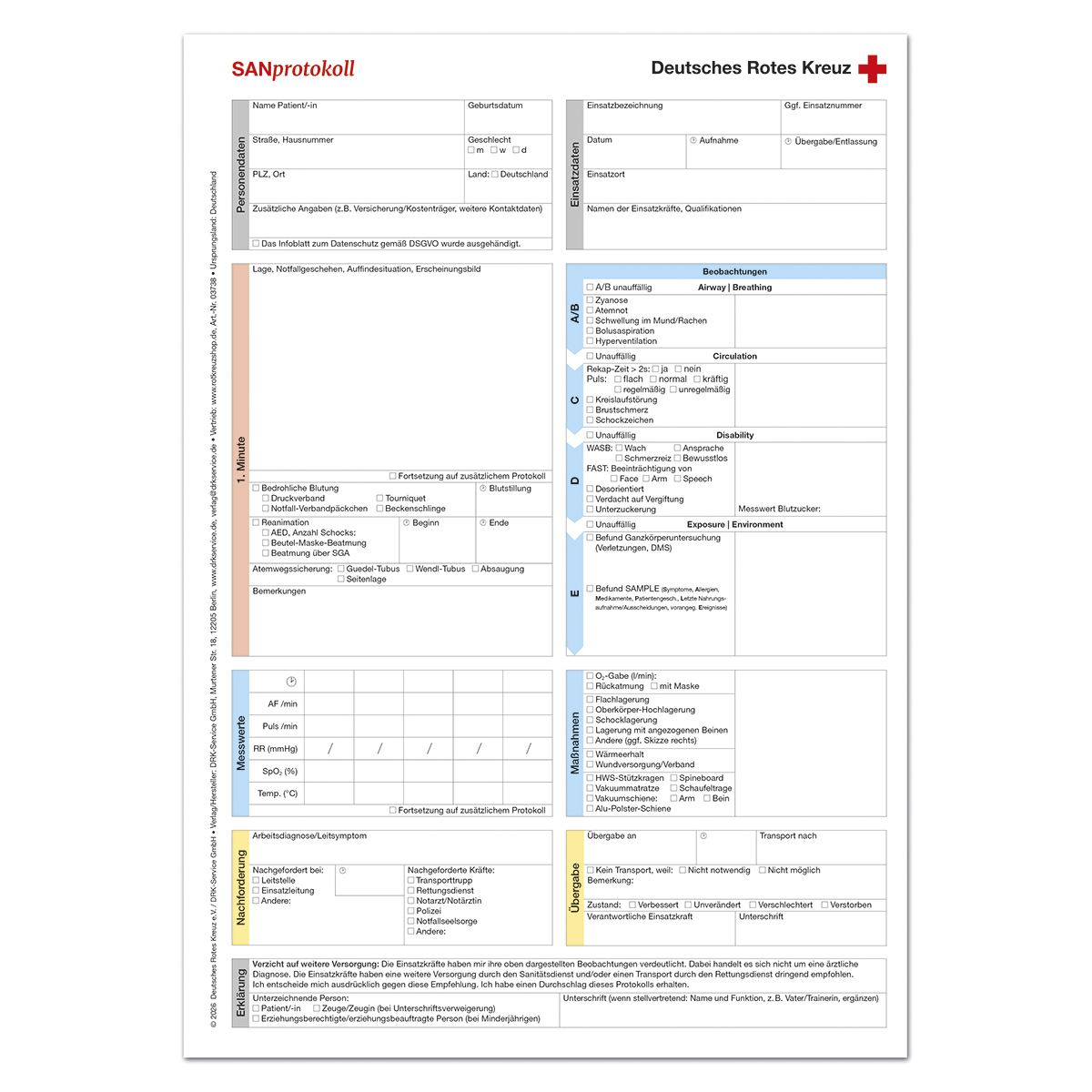 Blutdruck, Notfalldokument, Medizinische Protokoll, Rotes Kreuz, Krankentransport