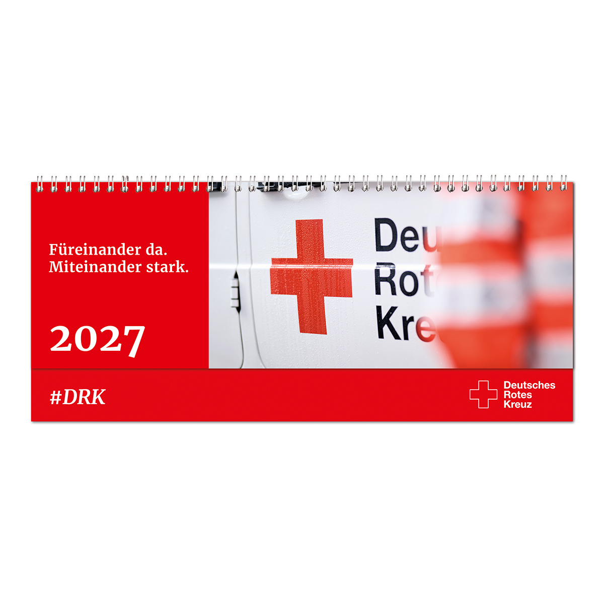 Tischquerkalender 2026 mit VE = 10 Stück, Kalender, Blitzrot, Rotes Kreuz, DRK, 2027