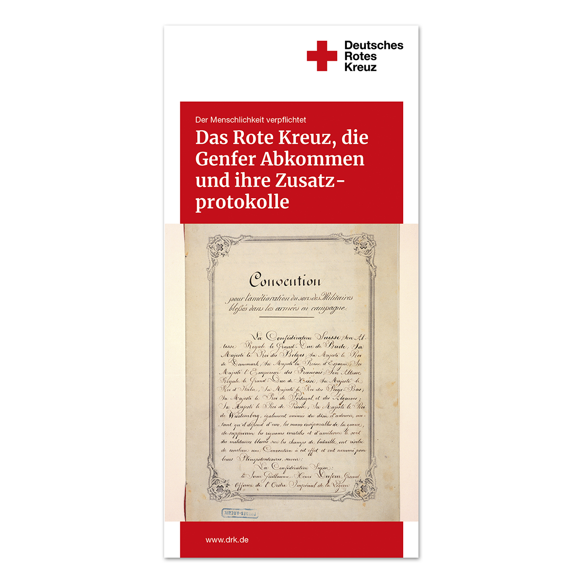 Faltblatt Das Rote Kreuz, die Genfer Abkommen und ihre Zusatzprotokolle, VE = 50 Stück