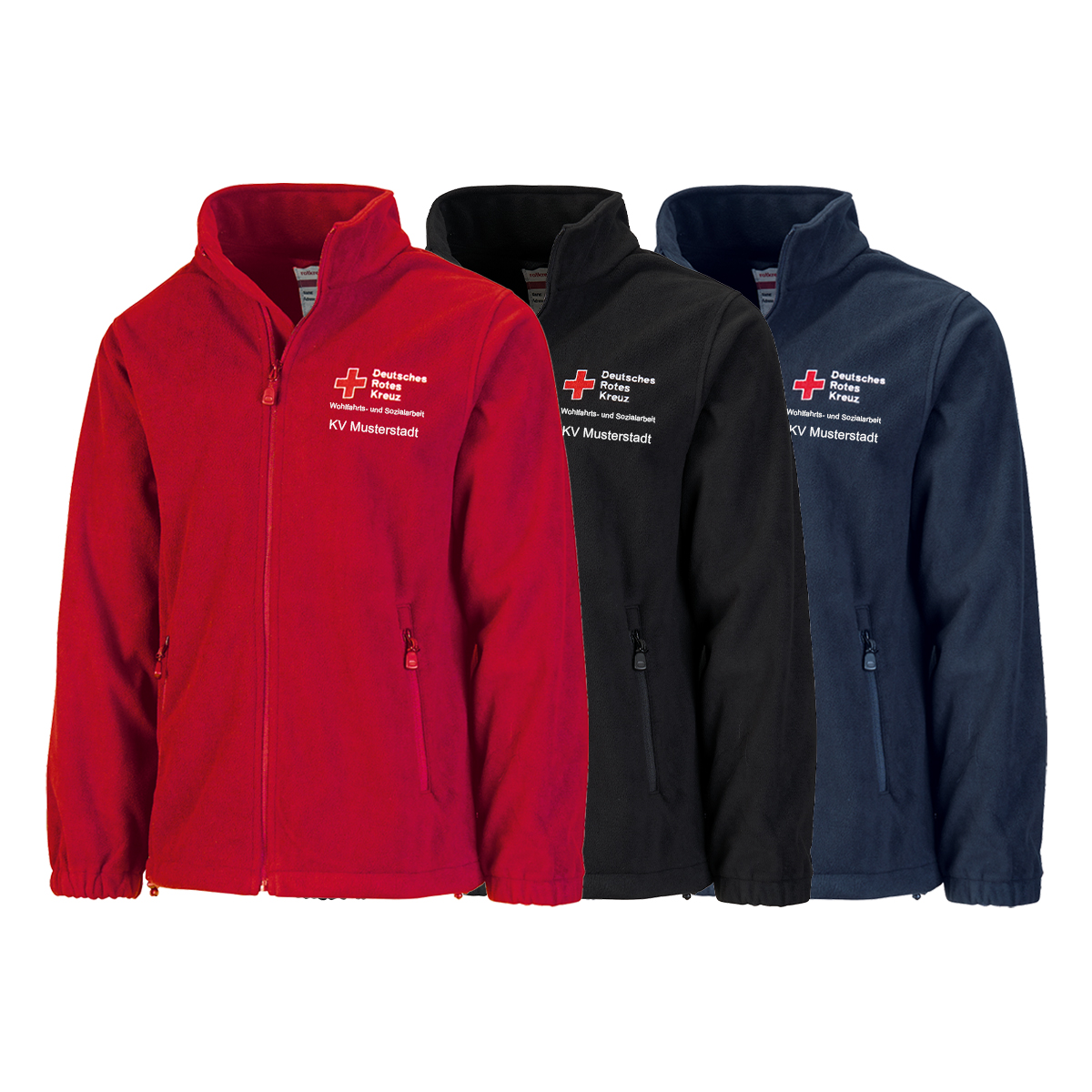 Fleecejacke Basic, Herren, Wohlfahrt Nds., mit Zusatzzeile vorn Bekleidung, Fleece, Mantel, Jacke