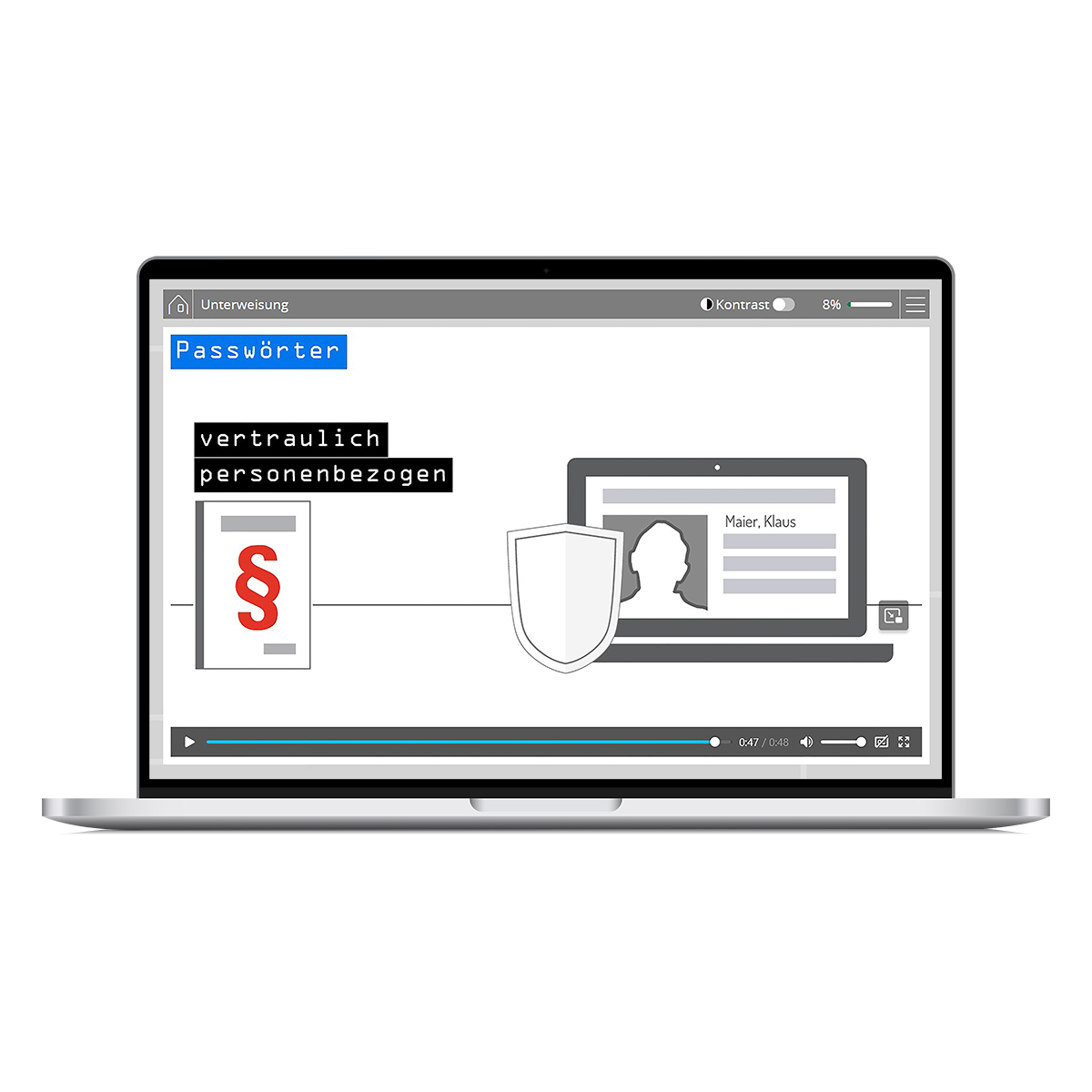 Laptop, Onlinekurs, Datenschutz, Passwörter, Sicherheitssoftware